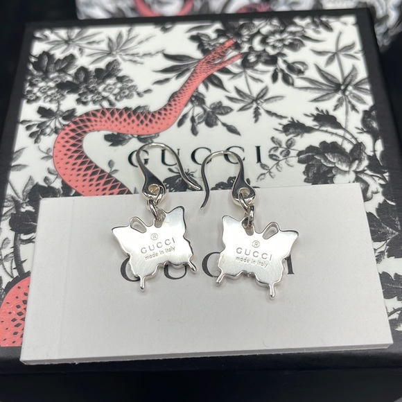 Gucci Butterfly Sterling Silver Dangling Earrings - Picture 3 of 8